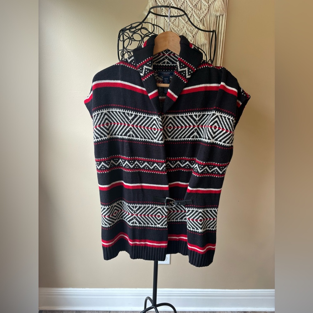 Vintage Chaps Aztec Southwestern Sweater Vest Cardigan
